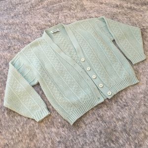 Vintage 1970s Mint Green Button Up Cardigan Size M